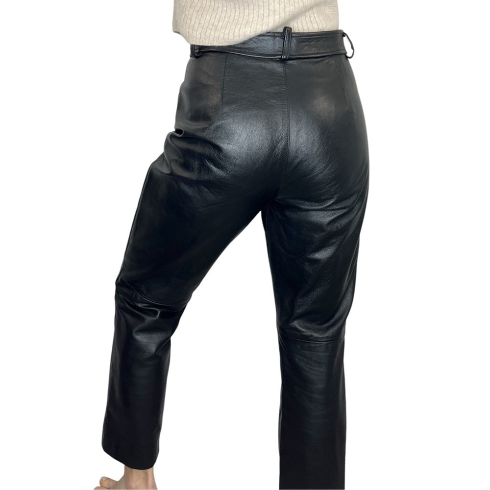 SOLD Vintage Bedoya & Sly Canada black leather straight leg pants trousers 8